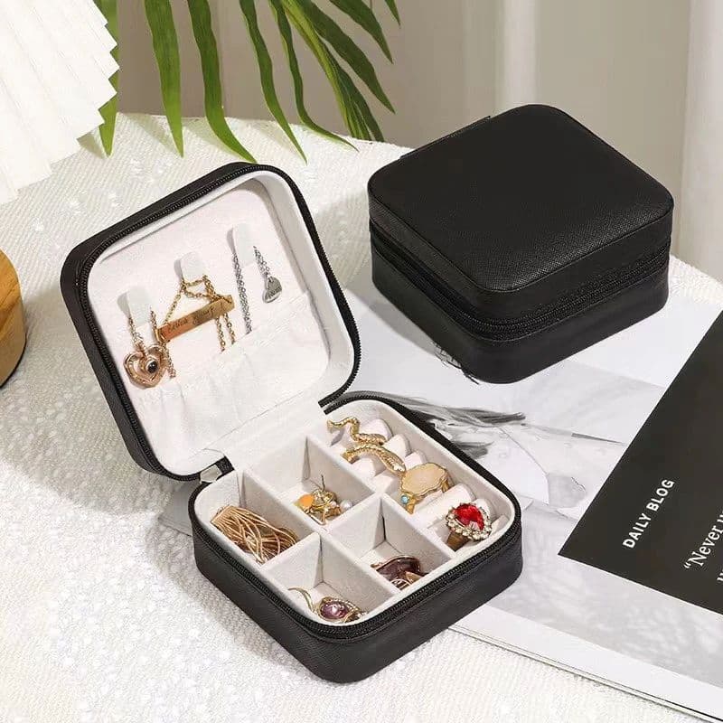 Porta Joias Bijuteria Anéis Estojo Portátil Viagem Com Zíper