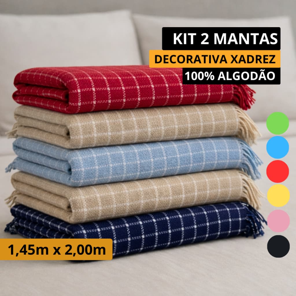 Kit Manta Xadrez Oslo para Sofá ou Cama - Ideal para Decoração oslo