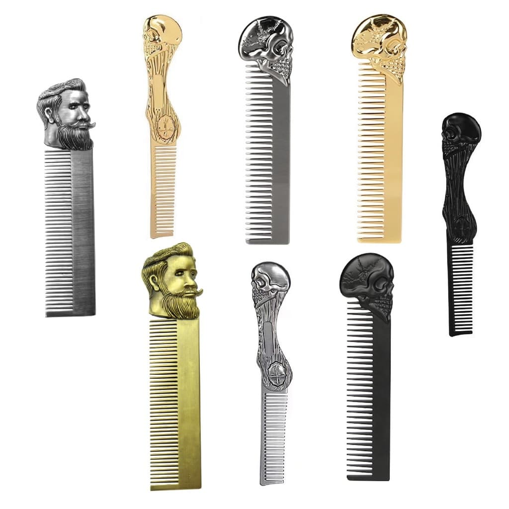 Pente de Bolso de barba Pente para Barba e cabelo Dobrável Pente de Barba Pente de Caveira