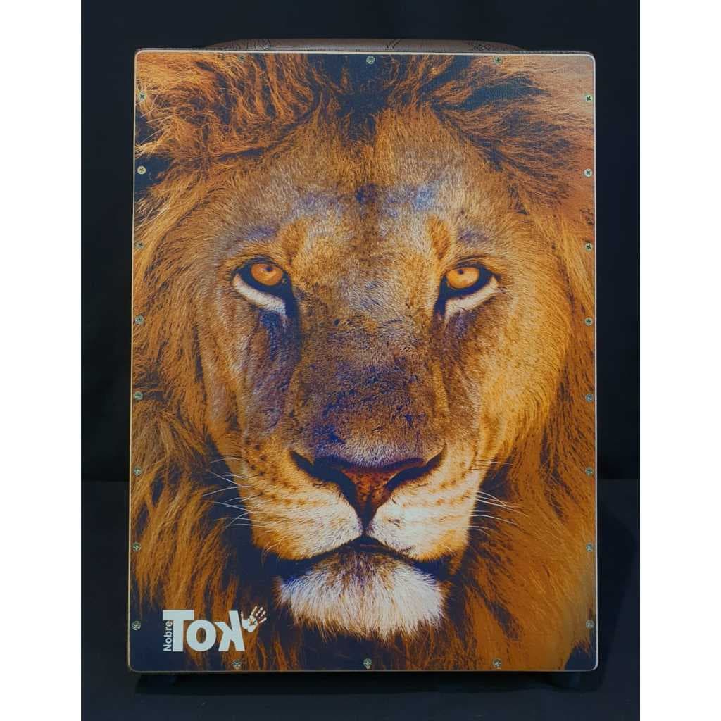 Cajon Elétrico Nobre TOK Estampa de Leão C/ Bongo Embutido