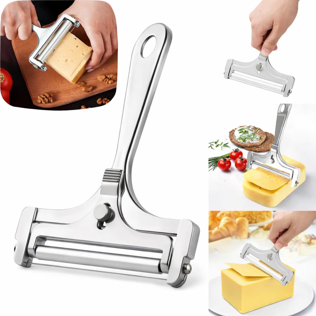 Fatiador de Queijo Presunto e Frios Aço Inoxidável Ajustável Espessura com Fio Cortador Manual