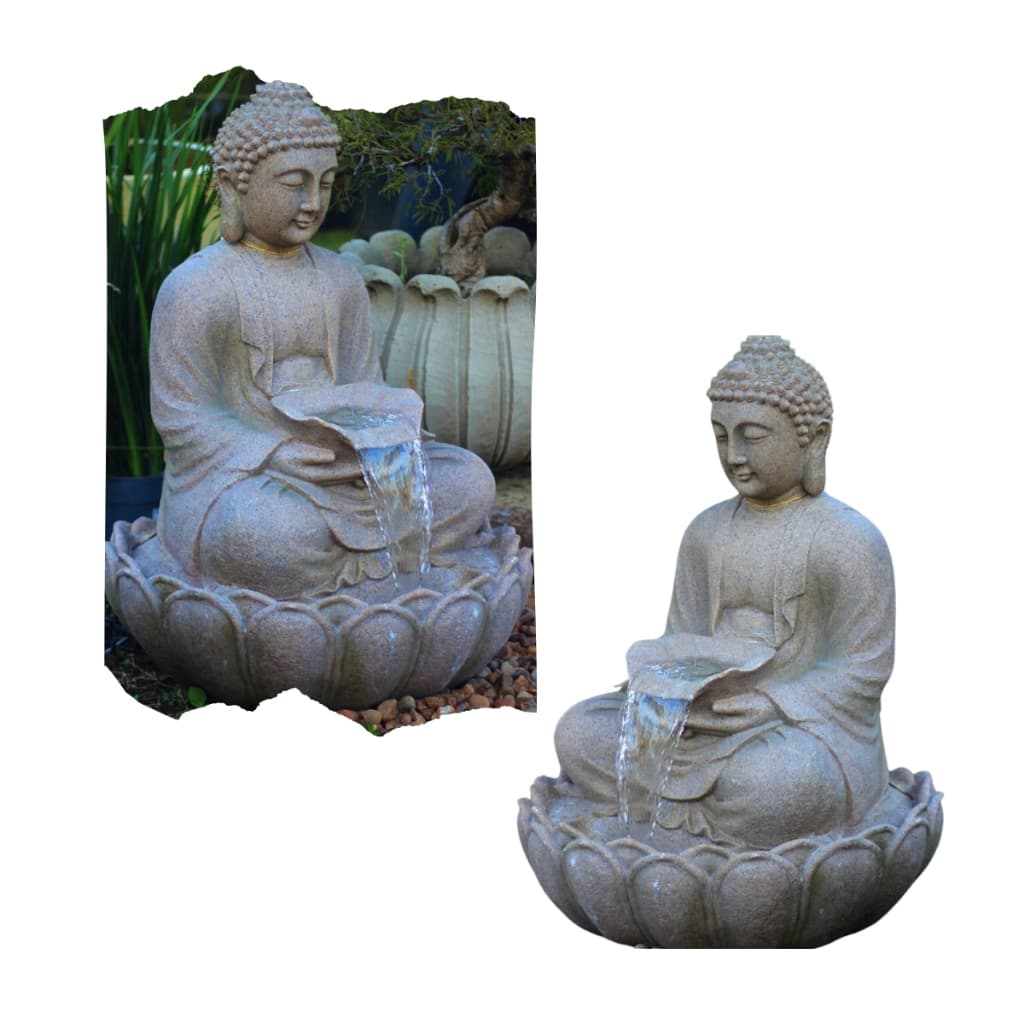 Fonte Água Buda Cascata Pedra Iluminada Led Decorativa Hindu Jardim Meditação Decoração