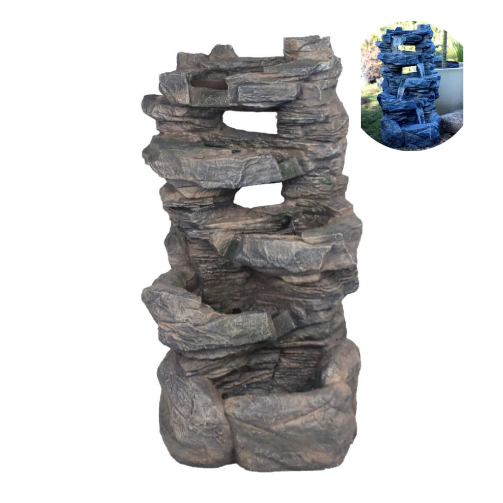 Fonte Água Cascata Pedra Led Decorativa Jardim Realista Relaxamento Decoração Ar Livre Natural