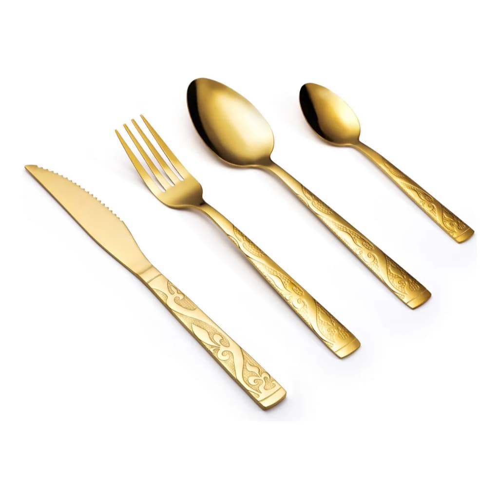 Jogo de Talheres Luxo Dourado com Estojo Organizador