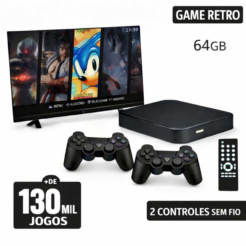 Console Video Game Retro Elite 4.8 64GB – 130 Mil Jogos – Multissistema – Edição 2026