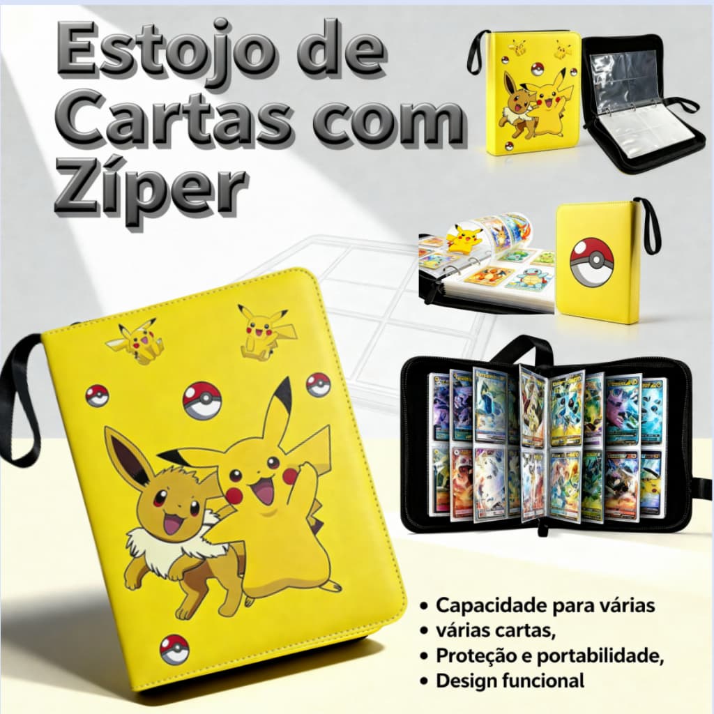 Álbum Porta Cartas TCG para Cartas Colecionáveis – Até 400 Cartas, Várias Opções