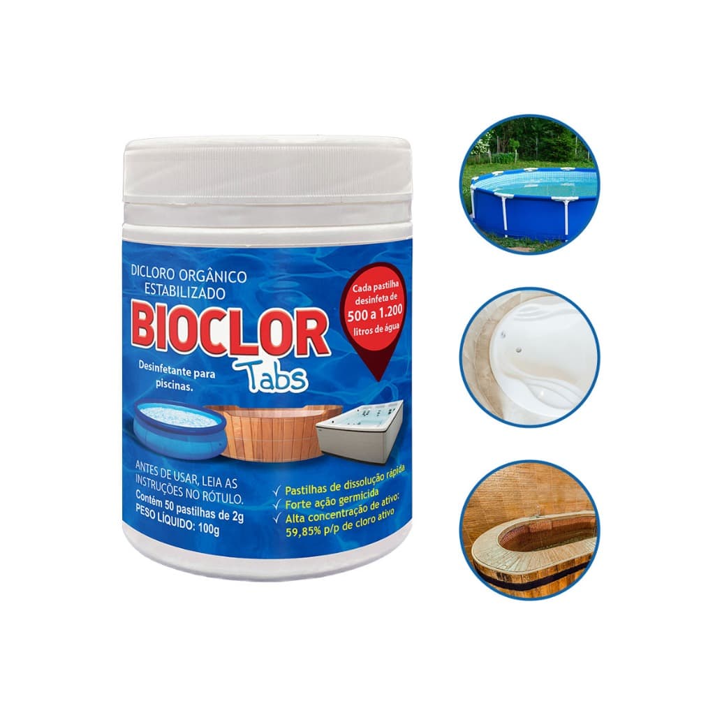 Cloro p/ Limpeza de Ofurôs, Spas e Banheiras - Bioclor Tabs