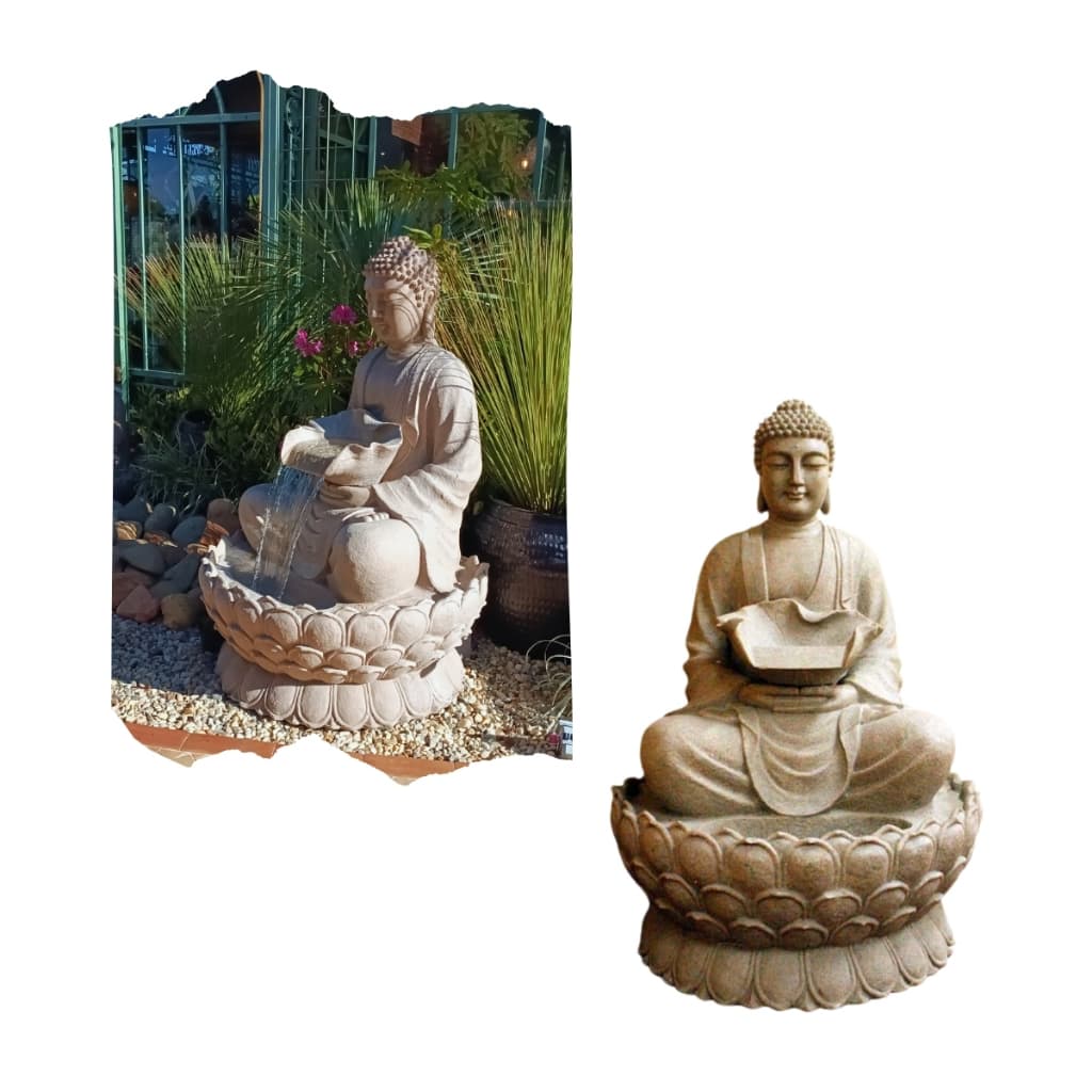 Fonte Grande de Aguá Buda Cascata Decorativa Grande Jardim Meditação Relaxamento