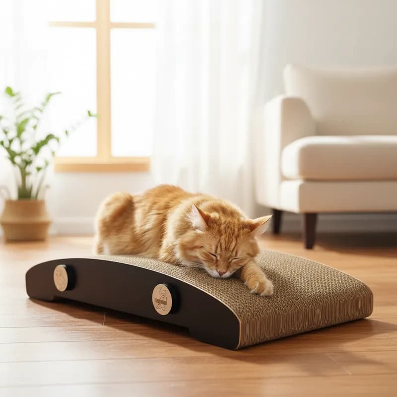 Arranhador Simba Curvo em MDF e  Papelão – Conforto e Desgaste Natural das Unhas