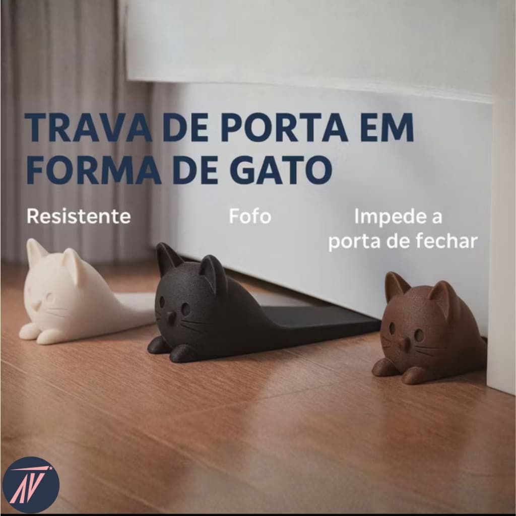 Trava porta Batente de Porta em Formato de Gato Peso– Varias Cores Disponíveis Unidade ou Kit