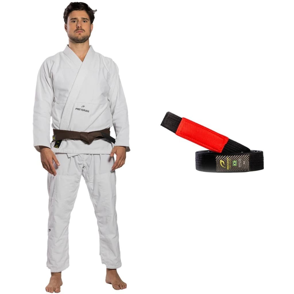 KIMONO JIU JITSU PROFISSIONAL ADULTO RIPSTOP FIRST BRANCO PRETORIAN + FAIXA