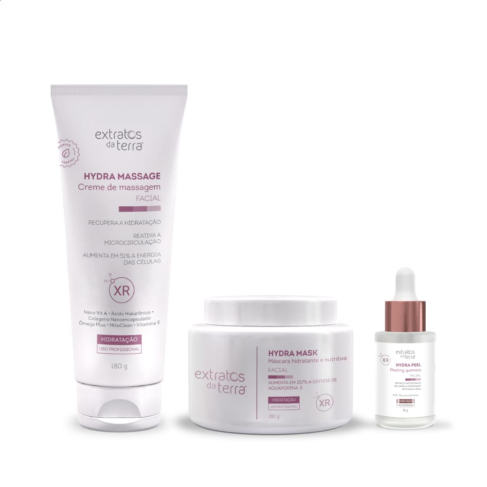 Kit Profissional de Hidratação Corporal e Facial Hydra XR com Hydra Peel Extratos da Terra