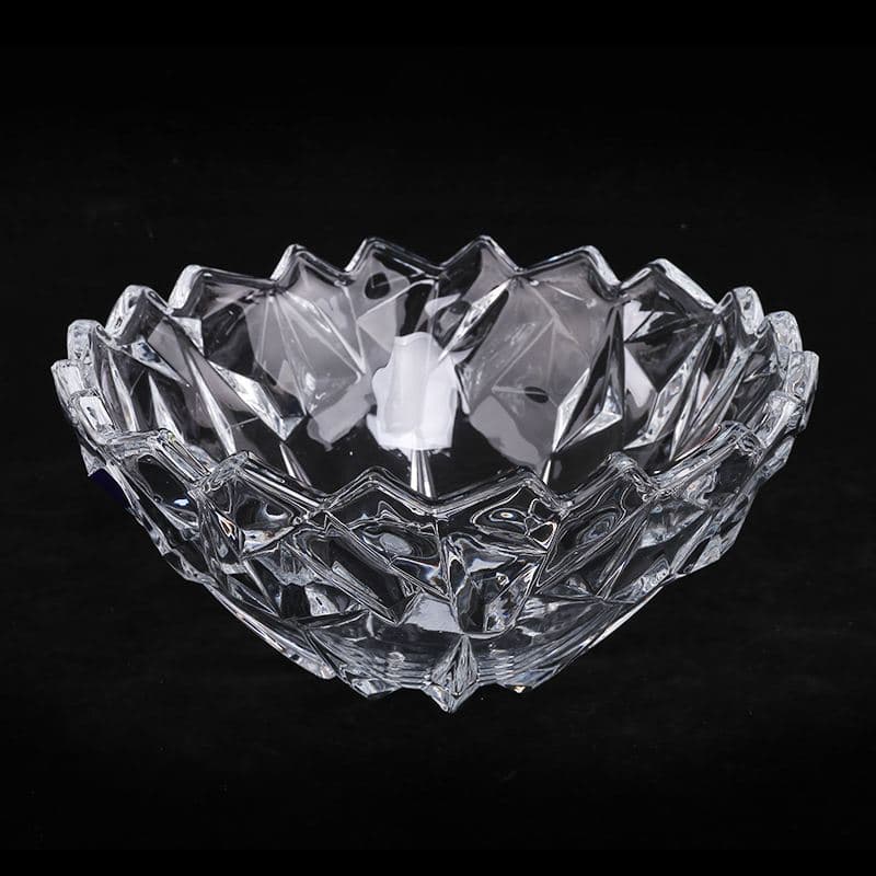 Fruteira de Cristal - Âmbar Redonda Decoração 24CM Centro de Mesa de Luxo Tigela de Vidro com Relevo