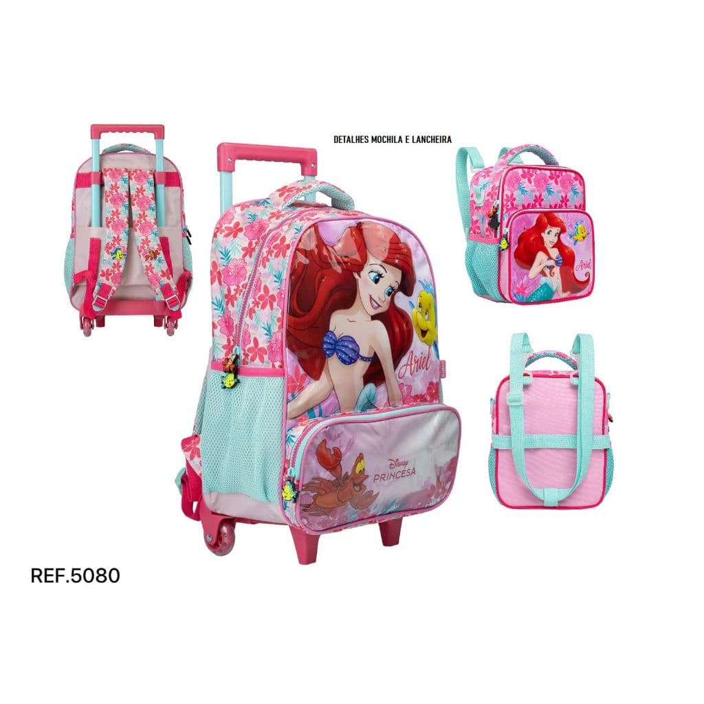 KIT ESCOLAR MOCHILA CARRINHO 5080 ARIEL SEREIA ORIGINAL LANCHEIRA