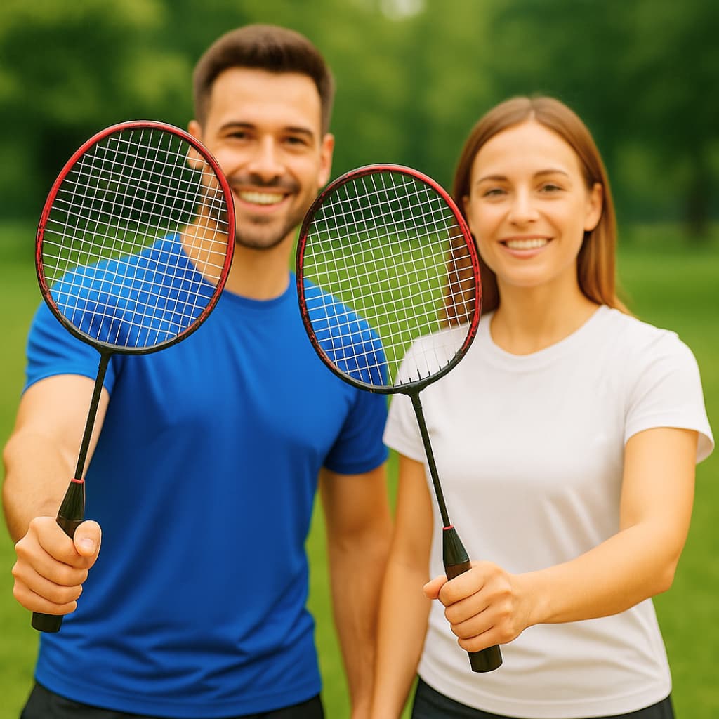 Jogo Raquete Badminton 2 Raquetes 2 Petecas 1 Bolsa Kit Com 5 Peças