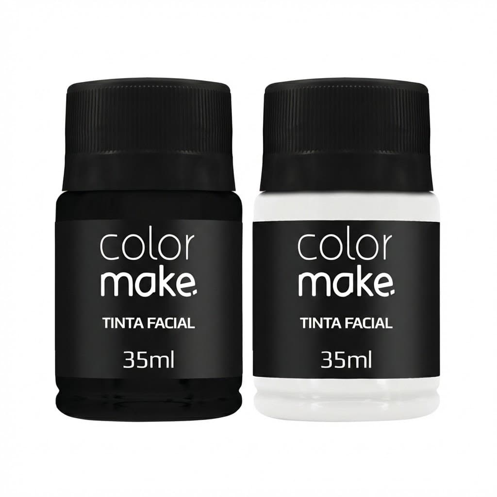 Tinta Líquida Facial Branco e Preto Colormake  35ml - Maquiagem Artística, Festas, Eventos