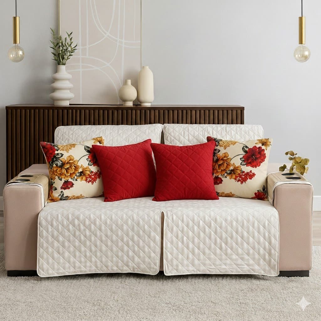 Kit Capa para sofá retrátil Premium Decor Sala 9 peças forrada com 4 almofadas cheias