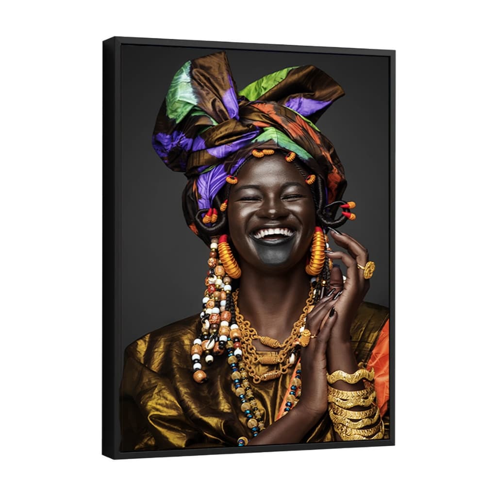 Quadro Africana Sorrindo Turbante Colorido