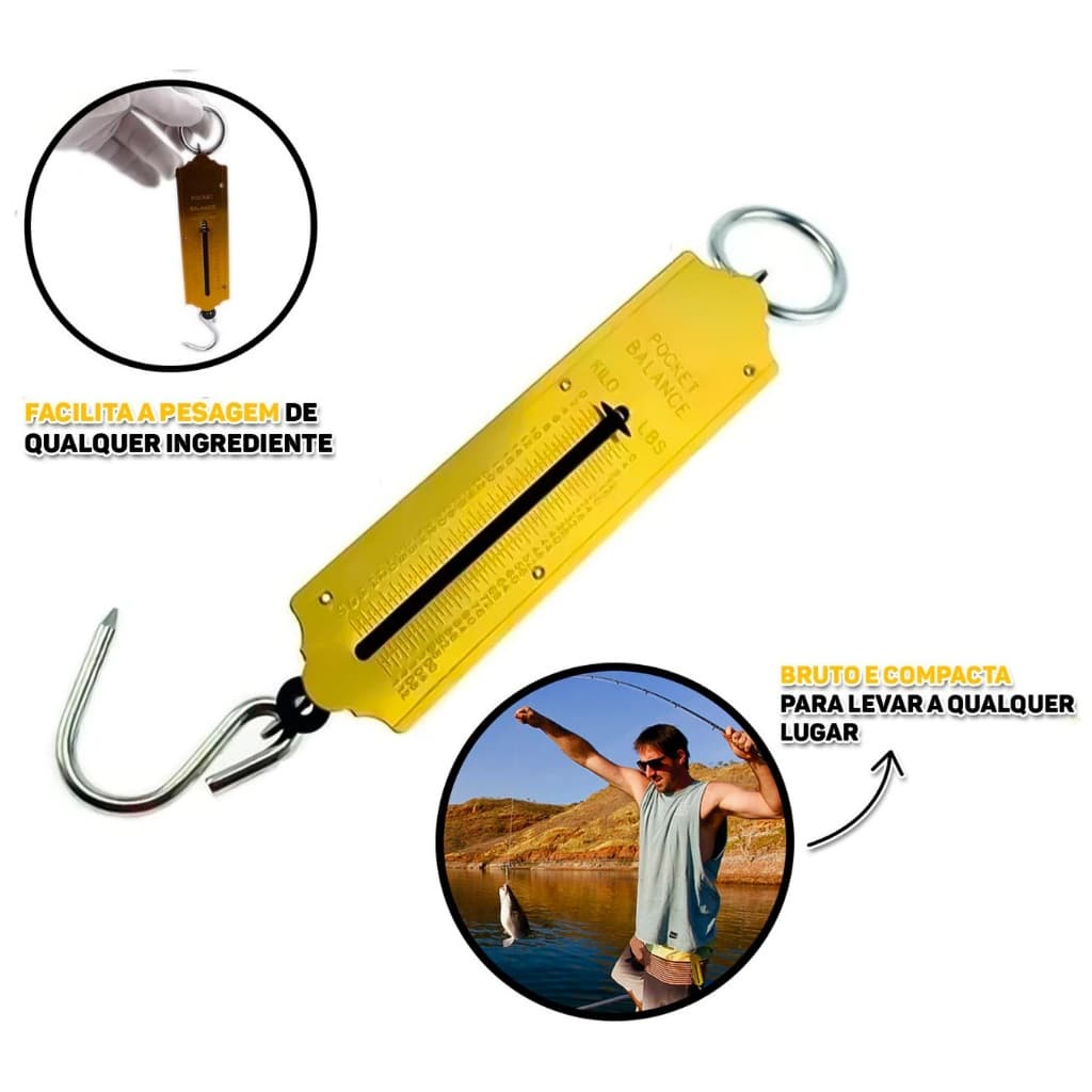 Balança Peixeira Metal 12Kg Manual Para Pesca Mala Com Gancho Fácil