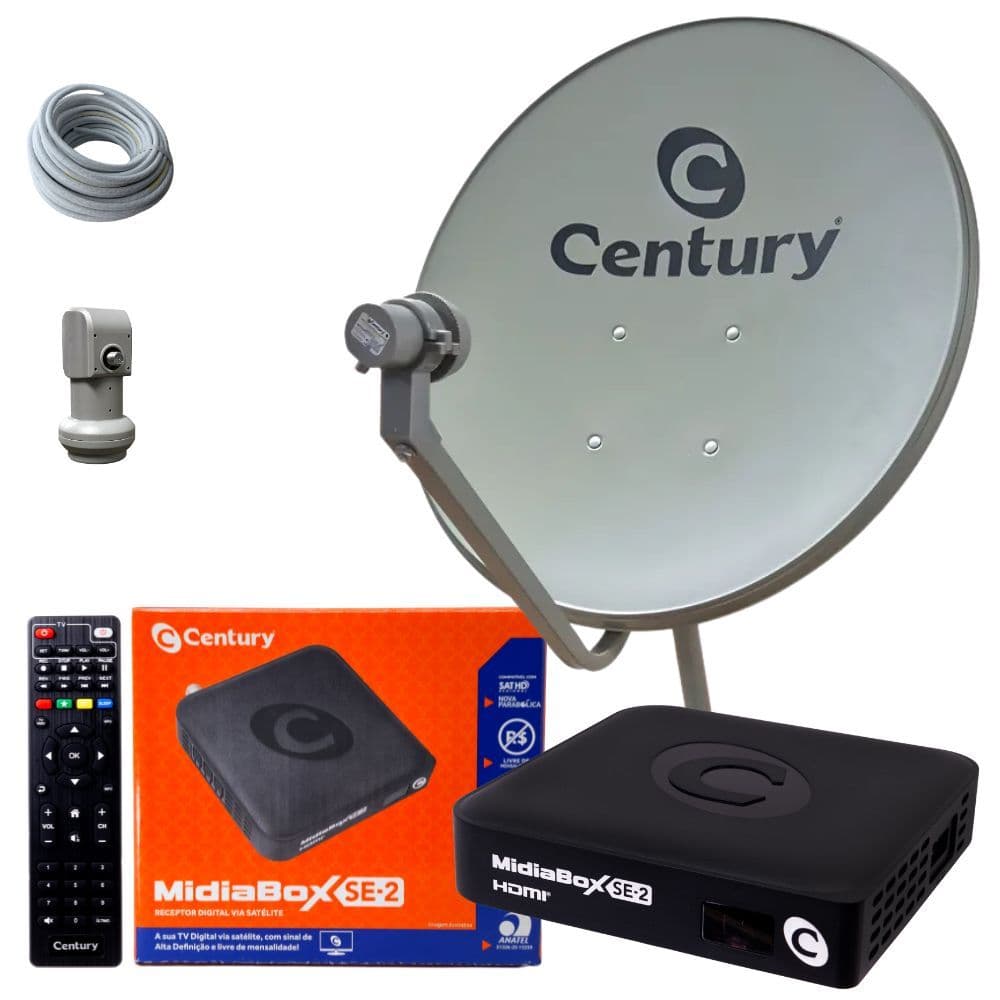 Kit Antena Century 60cm Digital Midiabox SE-2 Lnf e cabo