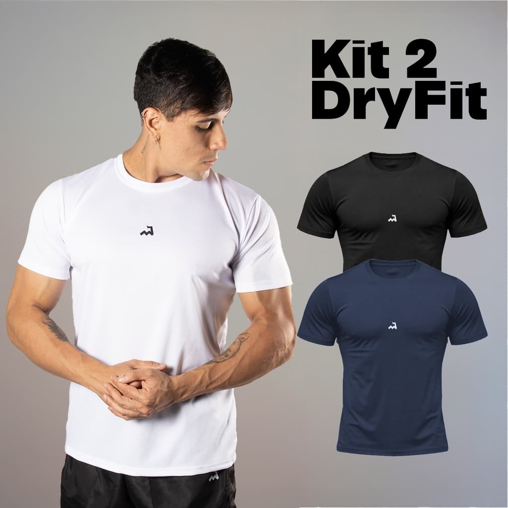 Kit 2 Camiseta Makt Dry Fit Masculina Manga Curta Fitness Academia Corrida CrossFit Poliester Premium L04