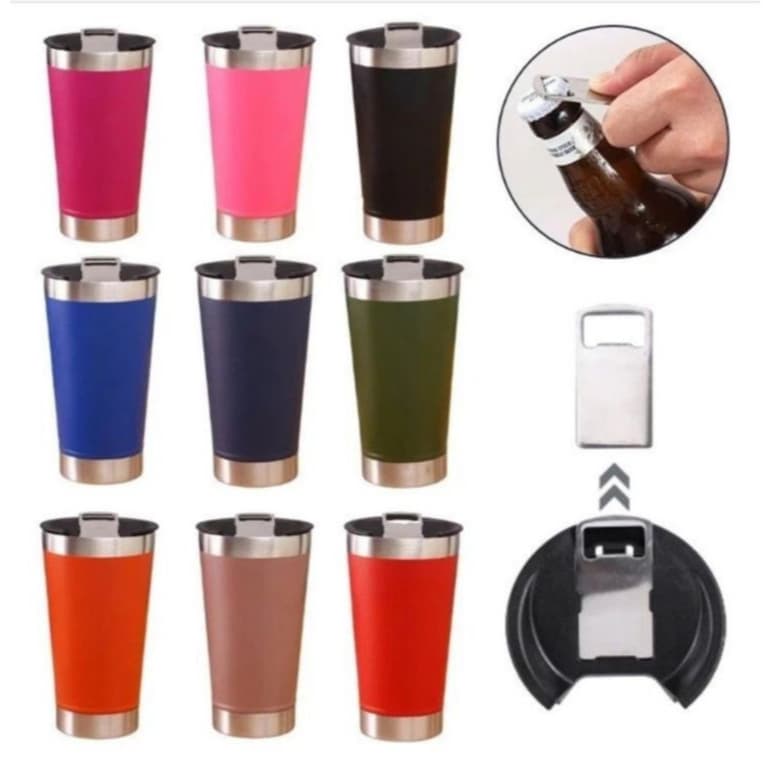 Copo Térmico 473ml Inox Com Tampa e Abridor Integrado Bebidas Geladas e Quentes Alta Durabilidade