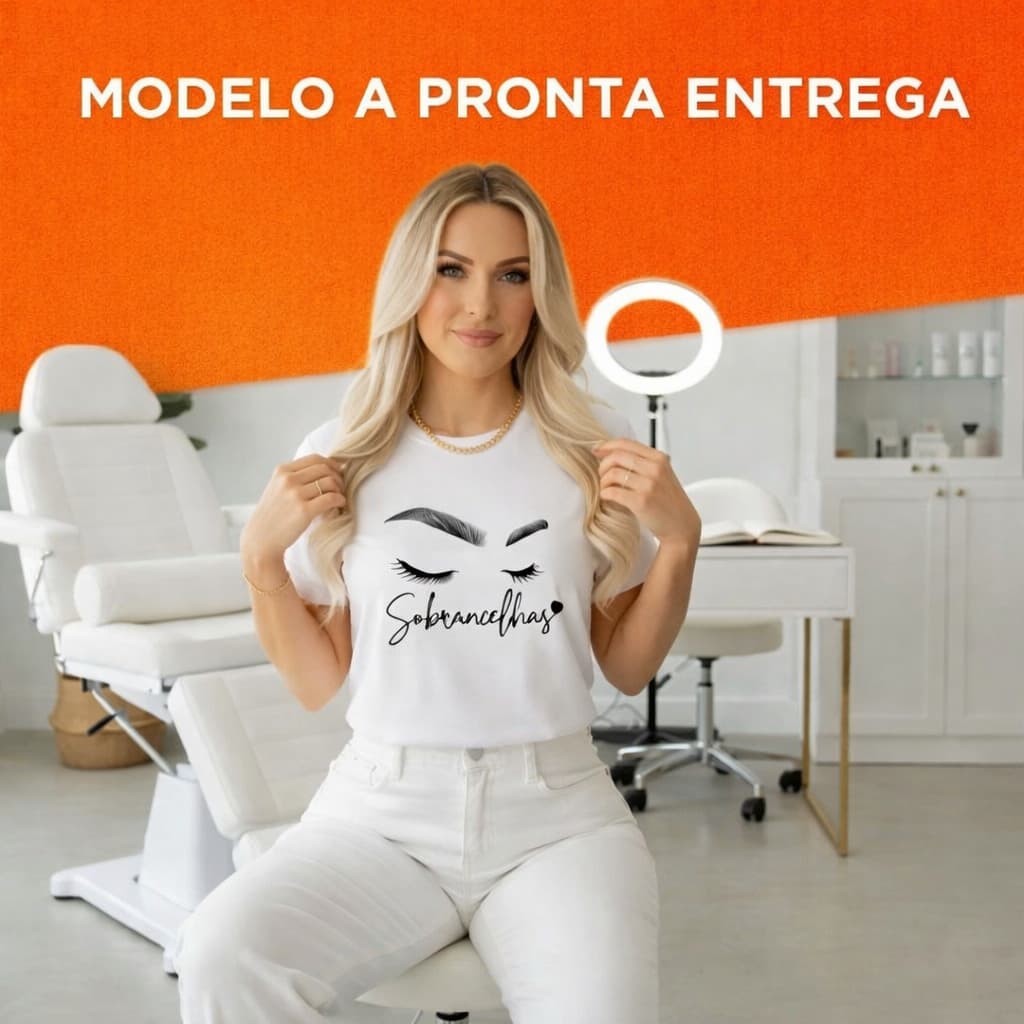 Blusa Branca Sobrancelhas T-Shirt Camiseta Feminina Lash Designer