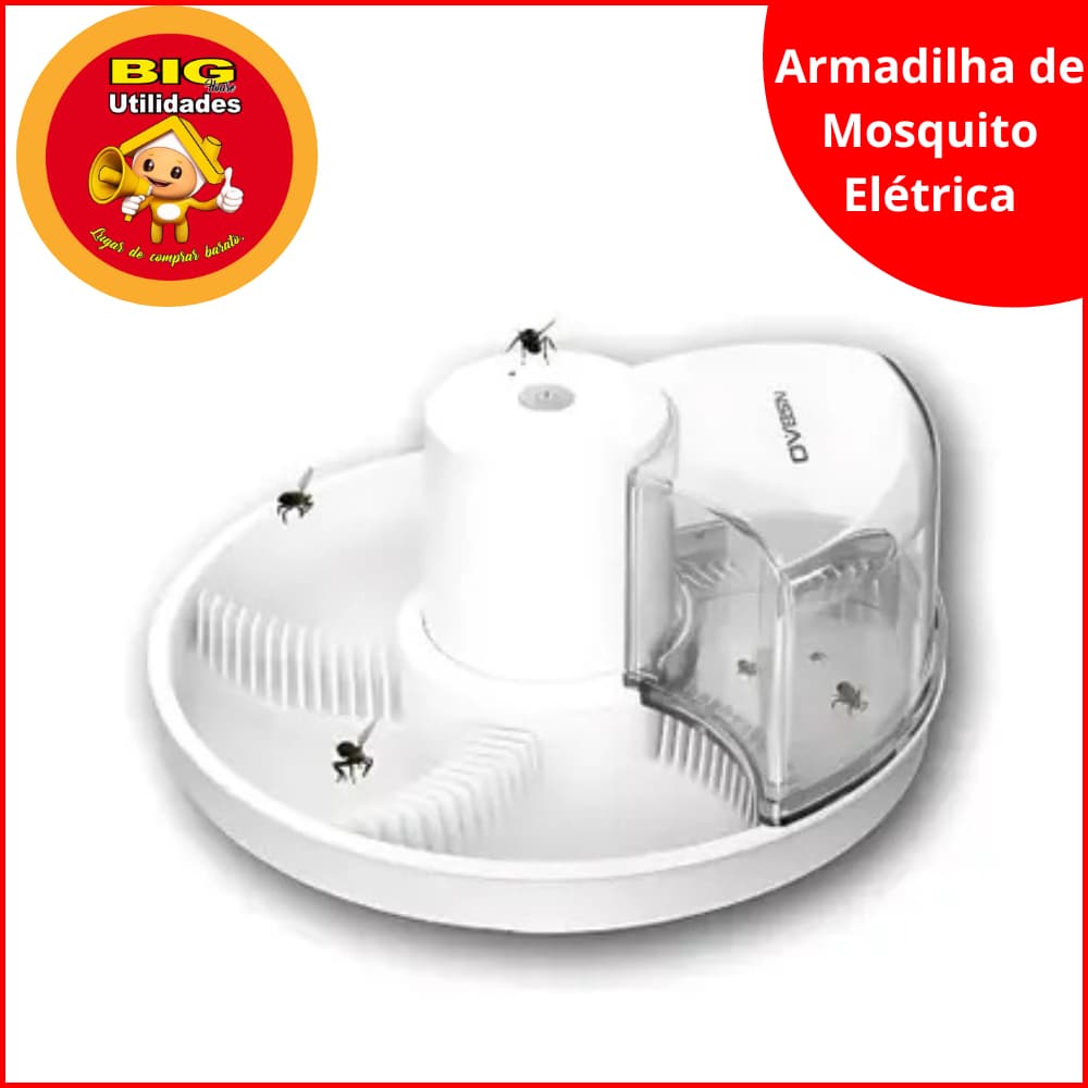 Armadilha Elétrica Mata Moscas Automática Bivolt USB Giratória Silenciosa Casa e Restaurante