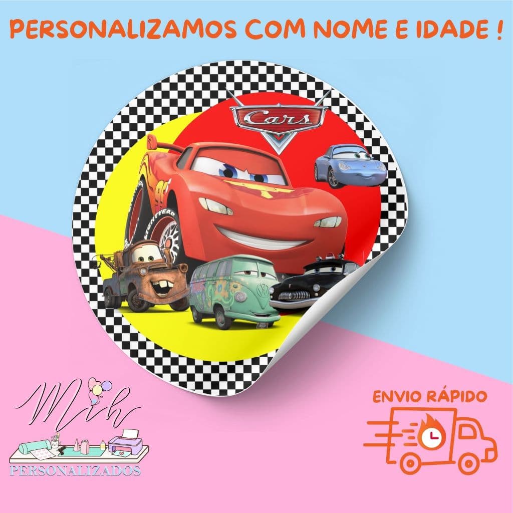 Adesivos Personalizados CARROS RELÂMPAGO MCQUEEN🎉 | Personalizamos com Nome e Idade | Envio Rápido 🚚