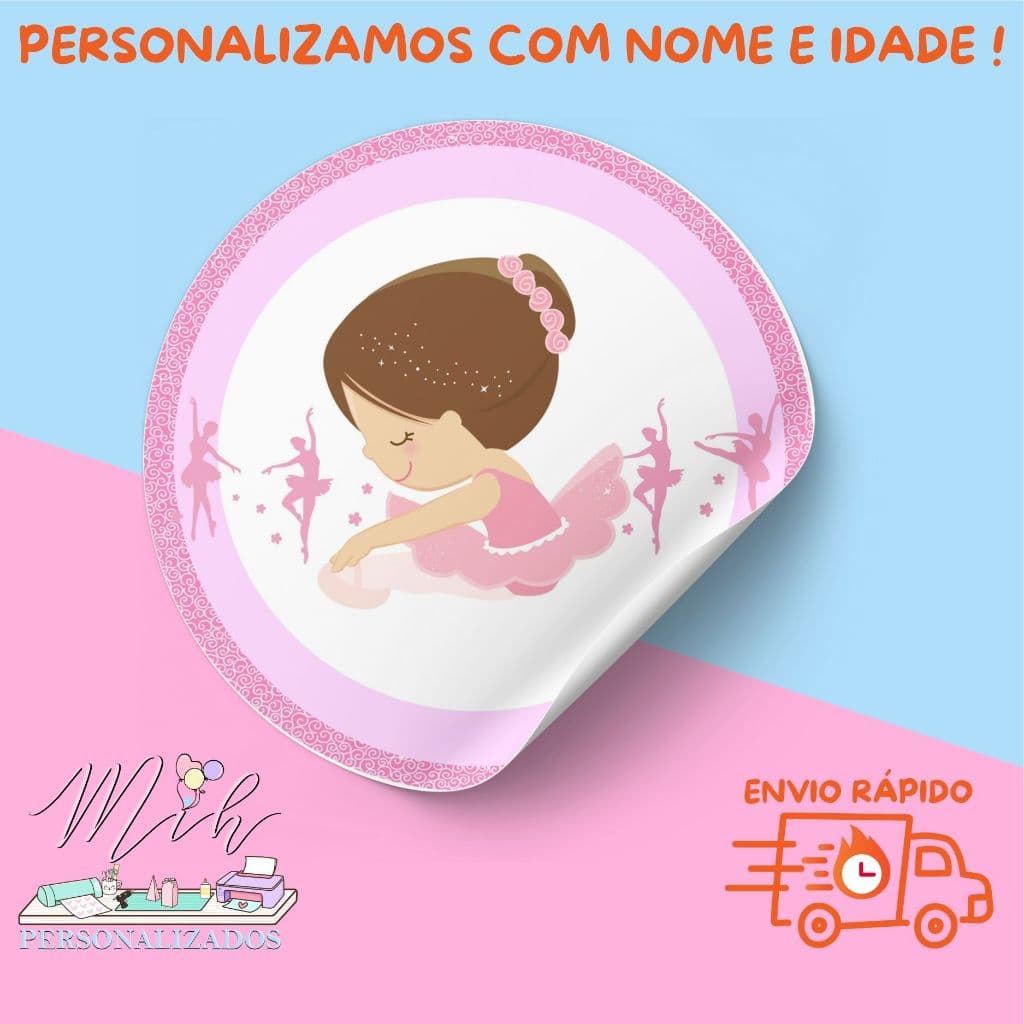 Adesivos Personalizados Bailarina 🎉 | Personalizamos com Nome e Idade | Envio Rápido 🚚