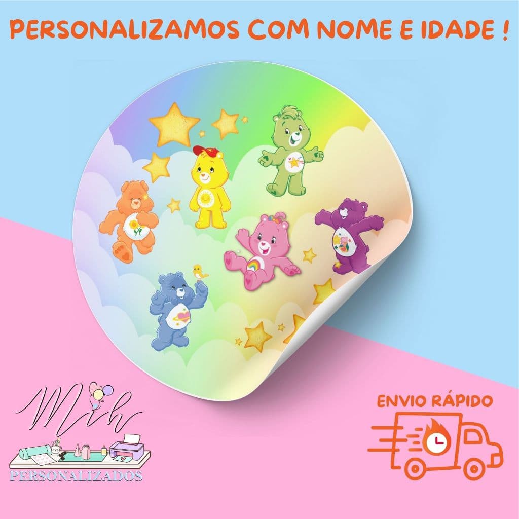 Adesivos Personalizados Ursinhos Carinhosos 🎉 | Personalizamos com Nome e Idade | Envio Rápido 🚚