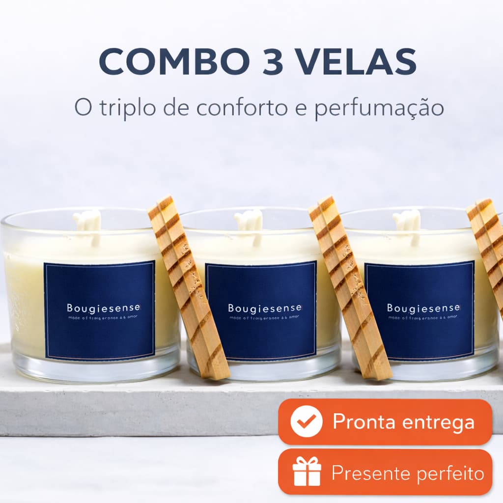 Velas aromaticas artesanal - 100g cada - Kit com 3 unid.