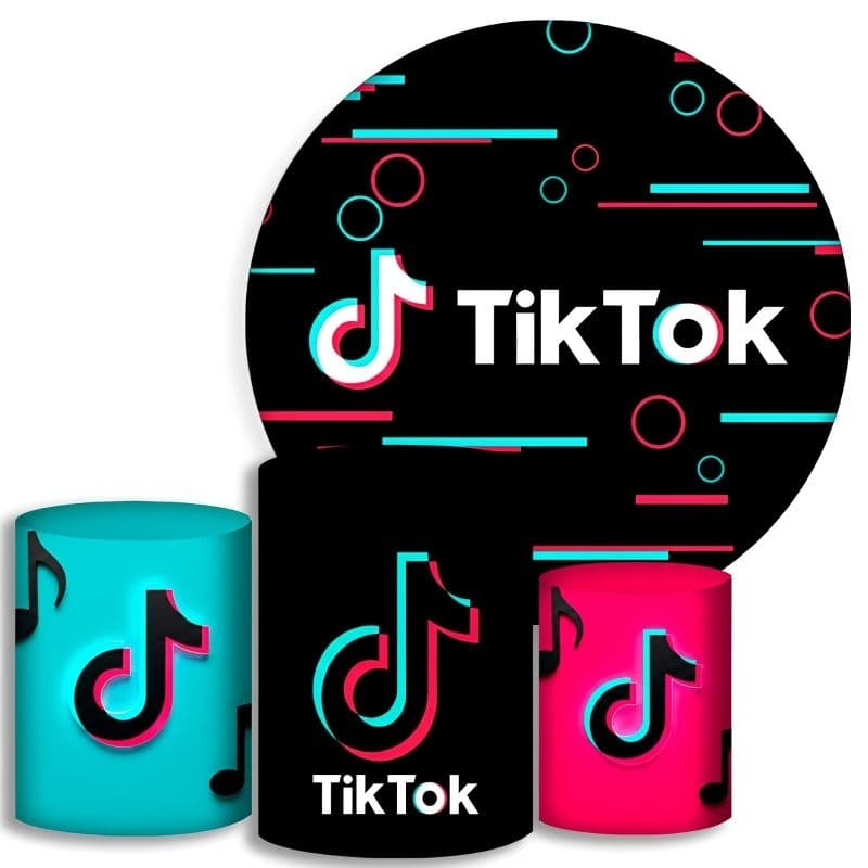 Capas Para Cilindros + Painel - Tik Tok - Kit Decoração Festa / Pegue e Monte