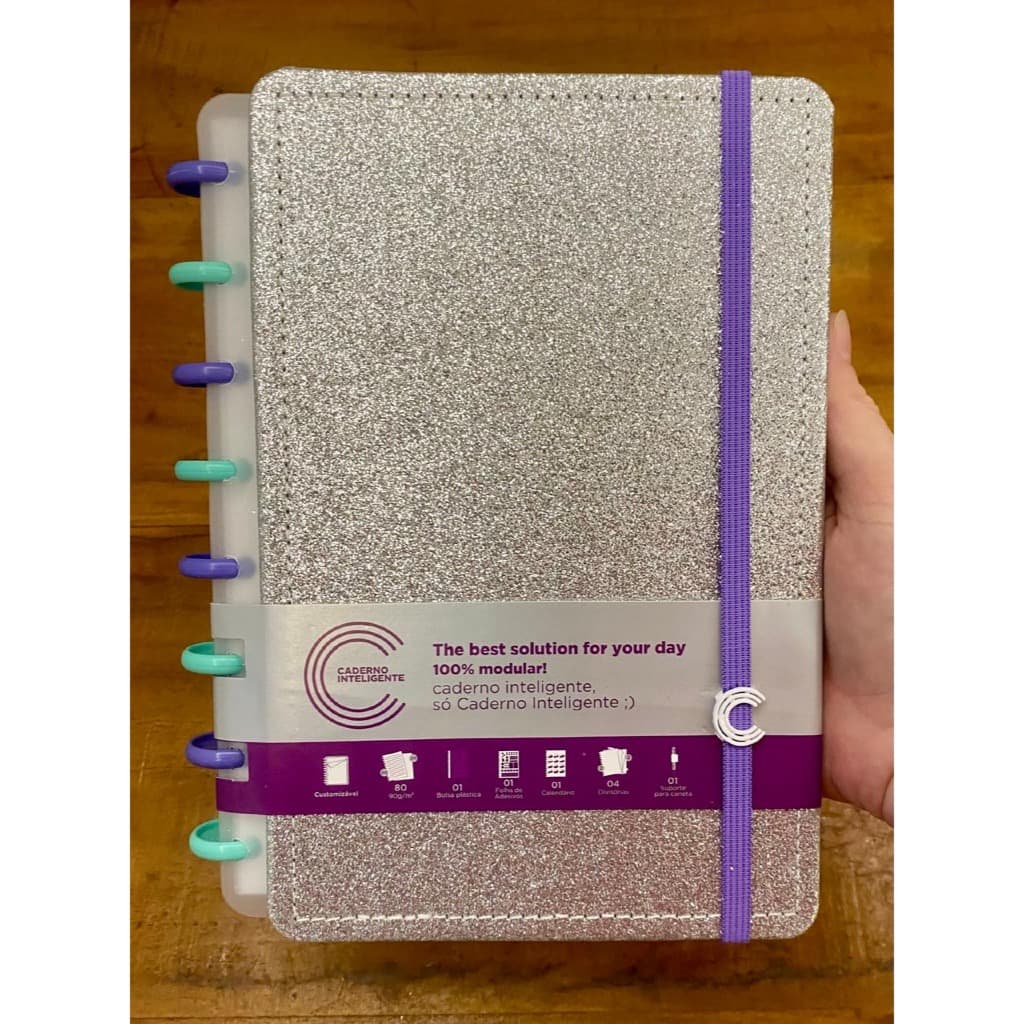 Caderno Inteligente Let's Glitter Silver 2.0 - A5 - 80 folhas - Caderno Inteligente