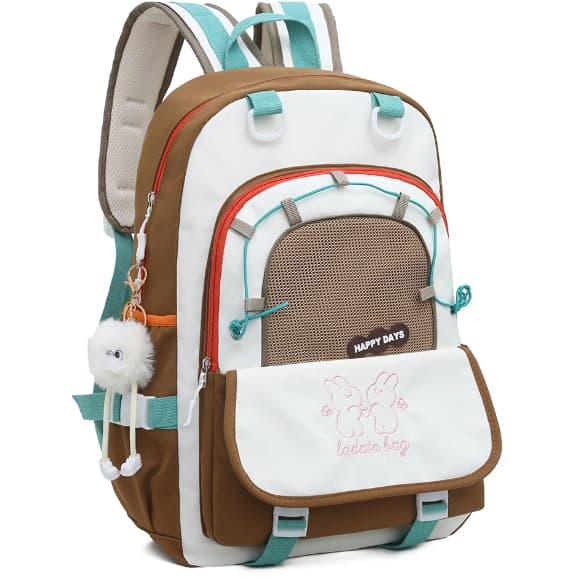 Mochila feminina genérica escolar faculdade de grande capacidade coloridas impermeável com pompom