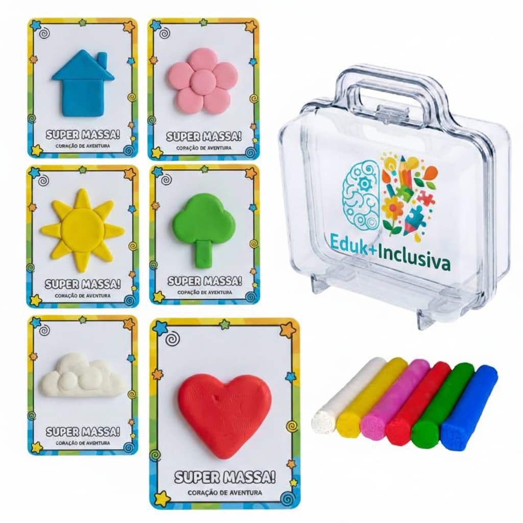 Maletinha Educativa de Acrílico com 6  Cards e Massinha de Modelar