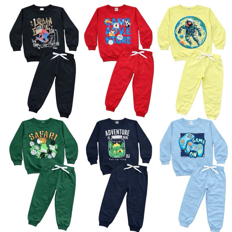 Kit Sortido 2 Peças de Roupas Masculino Infantil Inverno – 1 blusa casaco + 1 calça de 1 ao 8 – Kit 1 Conjunto Moletom
