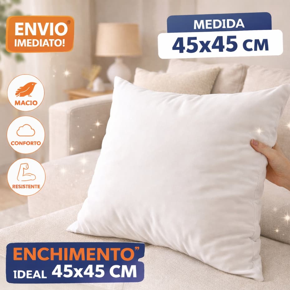 Kit Enchimento para Almofadas 45x45 Volume Perfeito Decoração Sofá e Sala - Pronta Entrega