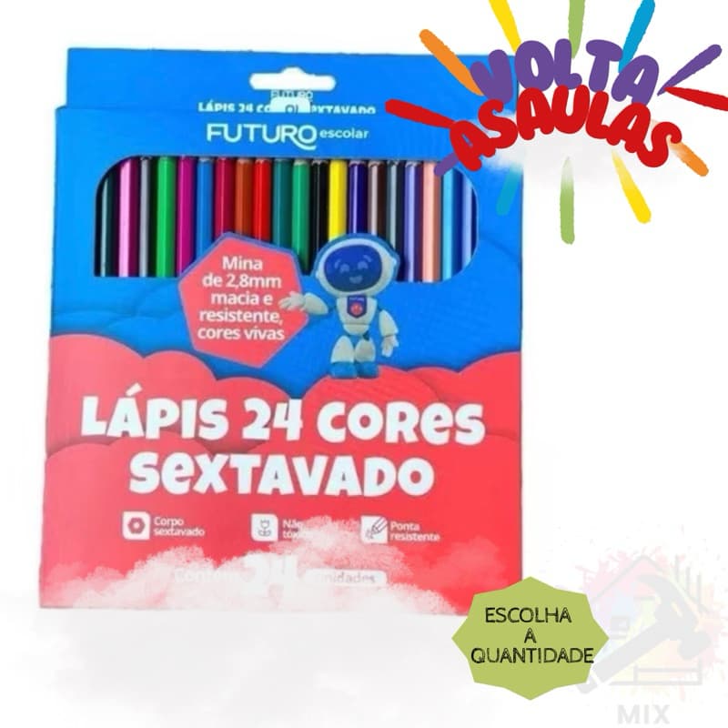 LÁPIS DE COR FUTURO 24 CORES – SEXTAVADO, COLORIR COM CONFORTO E PRECISÃO