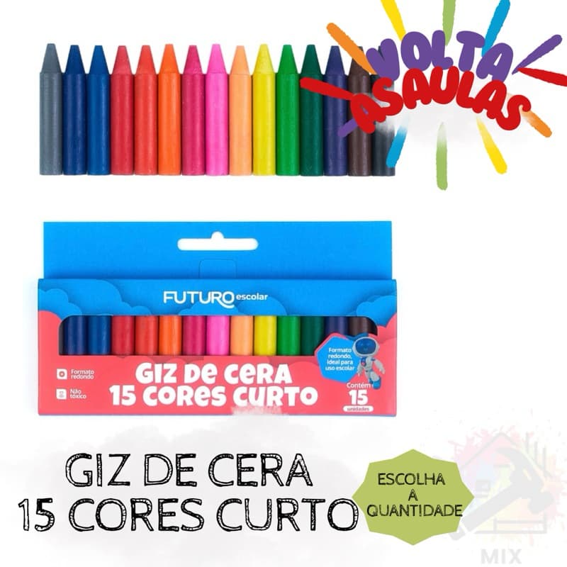 GIZ DE CERA 15 CORES CURTO PINTURA - FUTURO ESCOLAR