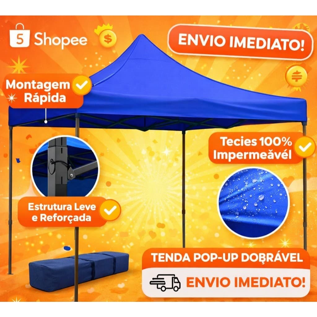 Tenda Gazebo 3x3 Articulado Pratiko - Guepardo 60 FPS