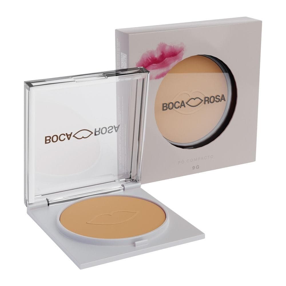 Pó Compacto Boca Rosa Textura Ultrafina Efeito Matte Natural Acabamento Profissional