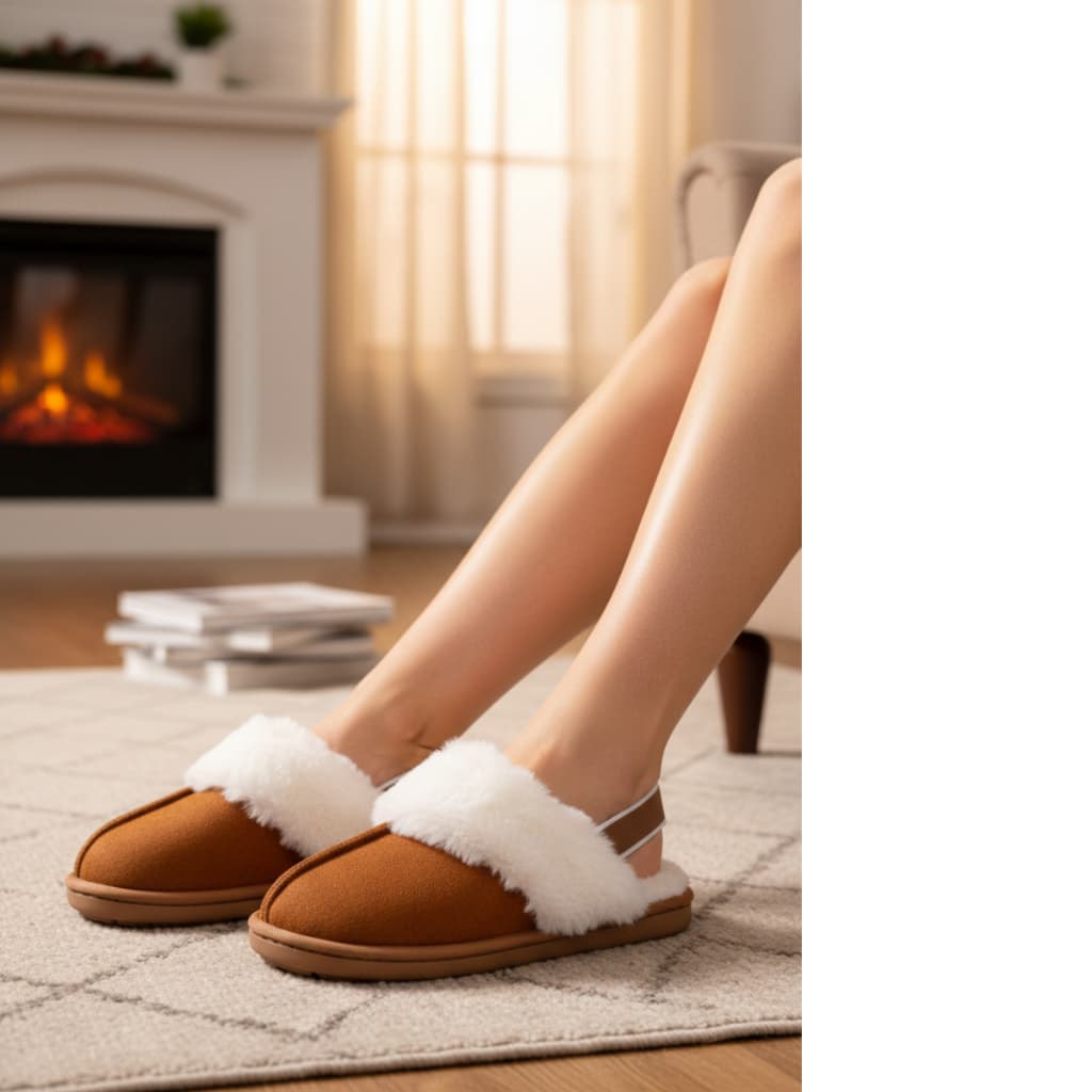 Pantufa Chinelo Pelúcia Inverno Adultos Solado Alto Borracha