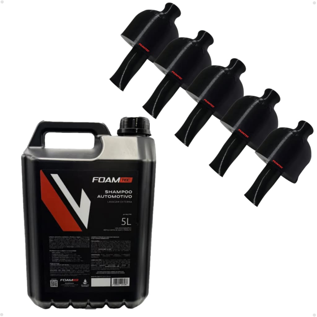 Kit 5 Bico Gerador Espuma Snow Foam + Shampoo 5l Foamtec