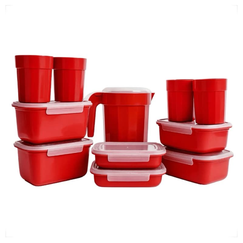 Kit Cozinha Premium 11 Peças Potes Plásticos + Copos + Jarra