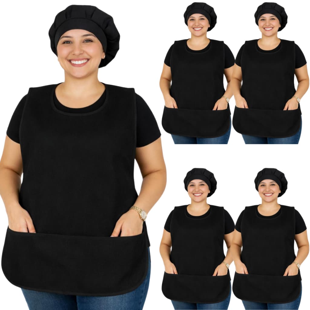 KIT 5 Aventa Bata Plus size gg Com Touca Jaleco frente e costas restaurante