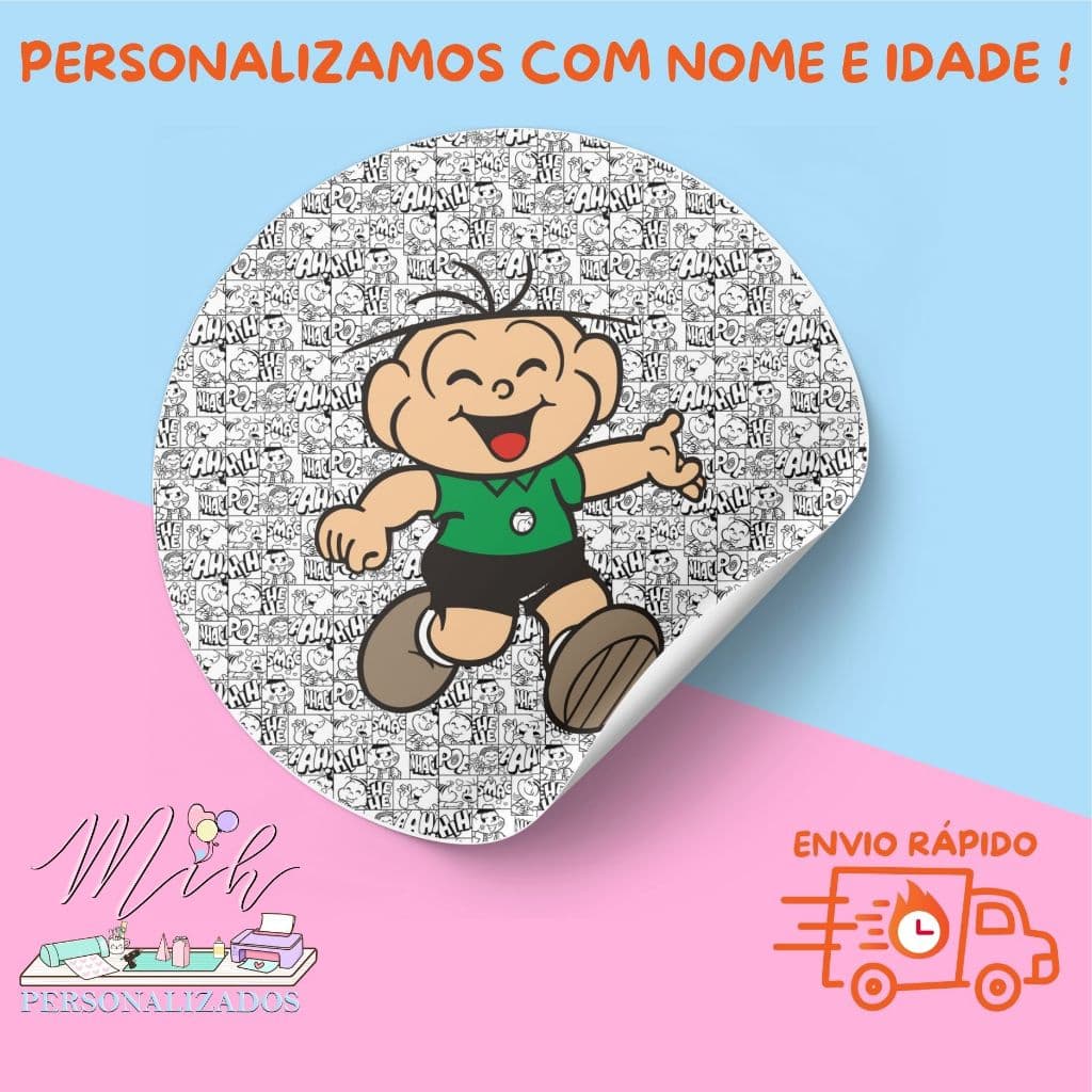 Adesivos Personalizados Cebolinha🎉 | Personalizamos com Nome e Idade | Envio Rápido 🚚