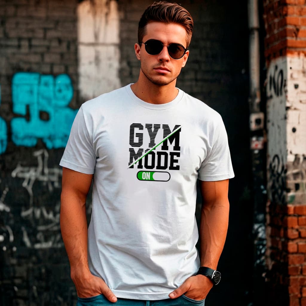 Camiseta Masculina Estampada 100% Algodão Gola Redonda Estilo Urbano Gym Mode