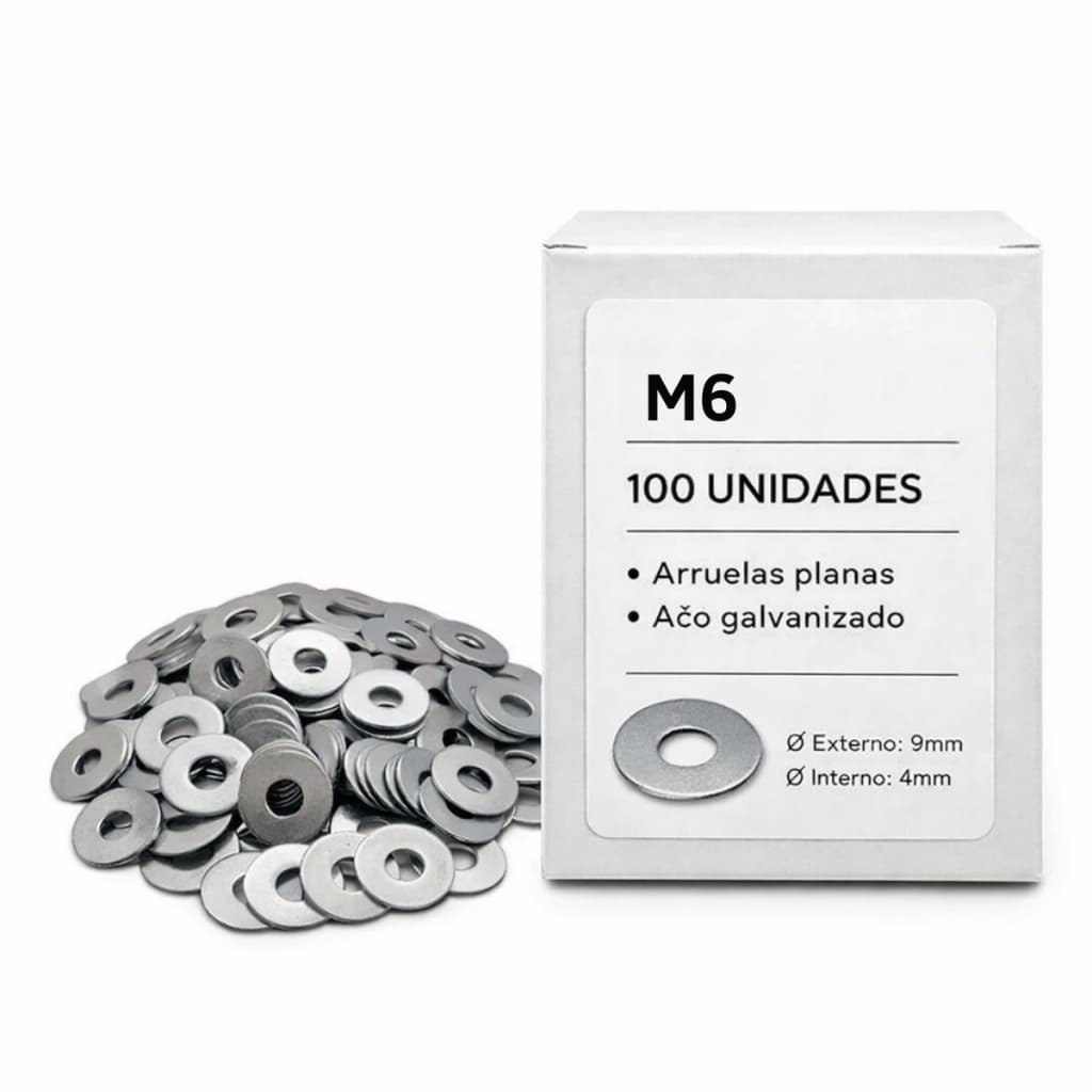 Kit 100 Unidades Aco M6 Arruela Lisa Zincada Branca Metrica