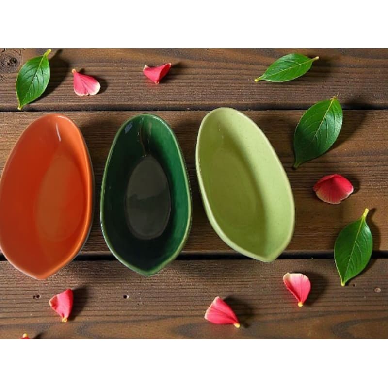 NOVIDADE - Jogo 3 Bowl Mamão Papaia Laranja Verde Musgo e Verde Rústico Em Cerâmica Premium Para Frutas Sobremesa Caldos